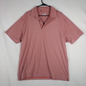 Under Armour Mens XL Red Gray Striped HeatGear Polo Shirt Loose Fit Performance